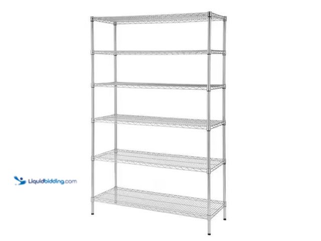 Lot 49-1550277 - HDX 6-Tier Commercial Grade Heavy Duty Steel Wire Shelving Unit in Chrome (48 in. W x 72 in. H x 18 ...