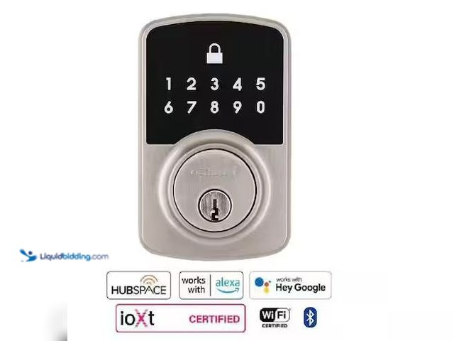 Lot 49-3472079 - Kwikset Smart Code 917 Matte Black Contemporary Keypad Electronic Single-Cylinder Halifax Door Handl...