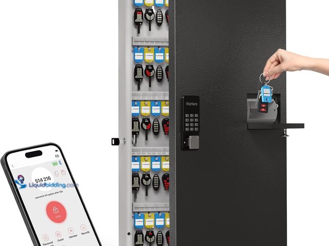 Lot 49-5552281 - 104 Key Lock Box with Key Drop Slot, Smart Key Cabinet with Keypad & App | Wall Mounted Lockbox use ...