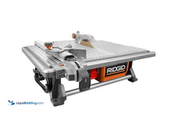 Lot 49-3613817 - RIDGID 6.5-Amp 7 in. Blade Corded Table Top Wet Tile Saw, Model # R4021, Used, Powers on, Scuffs/scr...