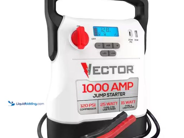Lot 49-1556654 - VECTOR 1000 Amp Jump Starter, Compressor, USB Power Model # VECJ1C, Used, Power Switch Broken  Ref#S...