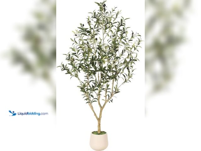 Lot 49-5484416 - Faux Olive Tree 5ft – Realistic Olive Trees Artificial Indoor with Planter Decor, 5 Feet Tall Fake T...