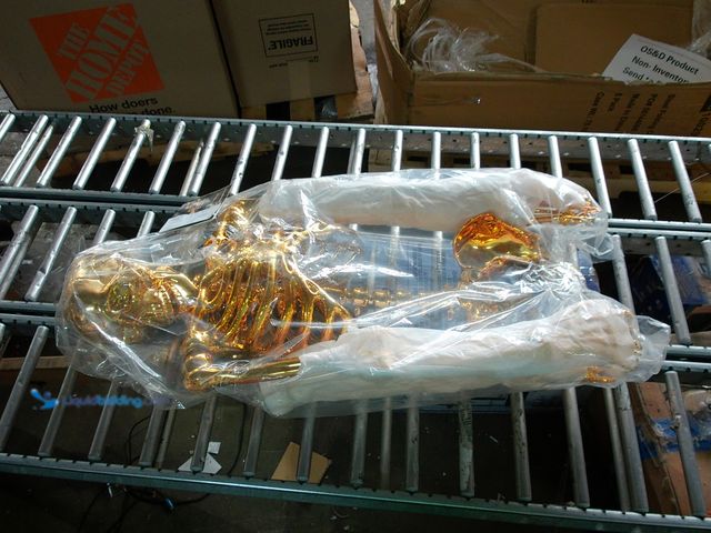 Lot 49-1533784 - Life Size Gold Plated Posable Skeleton Halloween Décor, Model #866593, Unused  Ref#HW1009