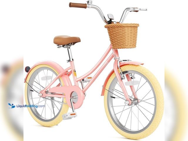 Lot 49-1557107 - Glaf Kids Bike for Girls, 12 Inch Kids Bike with Training Wheels, Doll Seat, Pink and Beige, Model #...