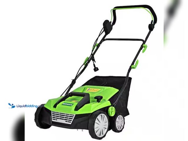 Lot 49-1550346 - Costway 15 in. 13 Amp Corded Scarifier Electric Lawn Dethatcher w/50L Collection Bag Green, Model # ...