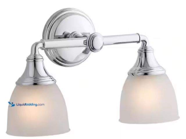 Lot 49-1623762 - KOHLER Devonshire 2 Light Polished Chrome Indoor Bathroom Vanity Light Fixture, Position Facing Up o...