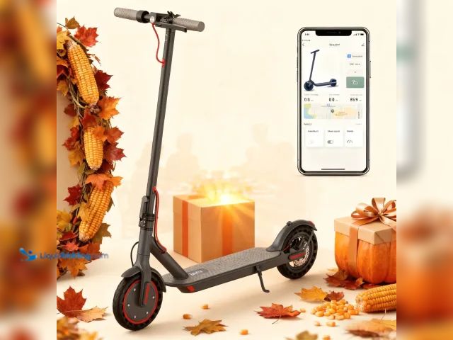 Lot 49-1627134 - JOYHIS Adult Electric Scooter, 350W Motor, 15-19 MPH Speed, 21 Miles Range, Anti-Skid 8.5" Solid Tir...