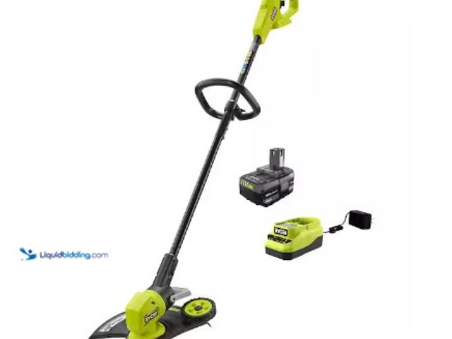 Lot 49-3615731 - RYOBI ONE+ 18V 13" Cordless Battery String Trimmer/Lawn Edger with 4.0Ah Battery and Charger, Model ...