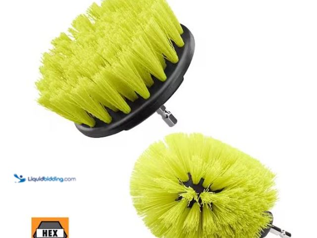 Lot 49-1518494 - Lot of 4 RYOBI Medium Bristle Brush Multi Purpose Cleaning Kit (2-Piece) with Hex Shank Compatibilit...