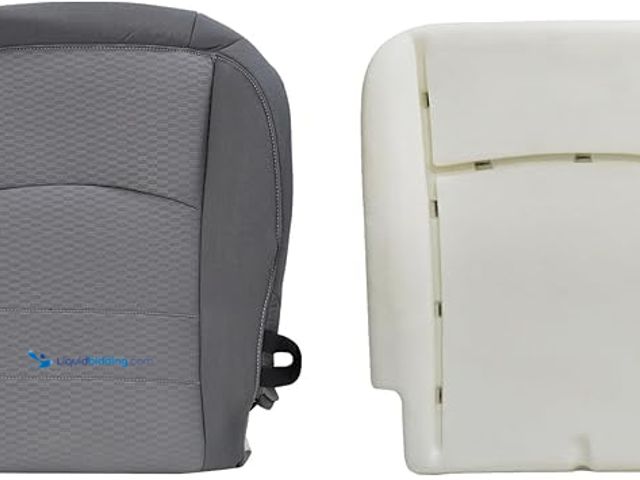Lot 49-5448432 - Driver Side Bottom Cloth Replacement Seat Cover Gray and Foam Cushion Compatible with Dodge Ram 1500...