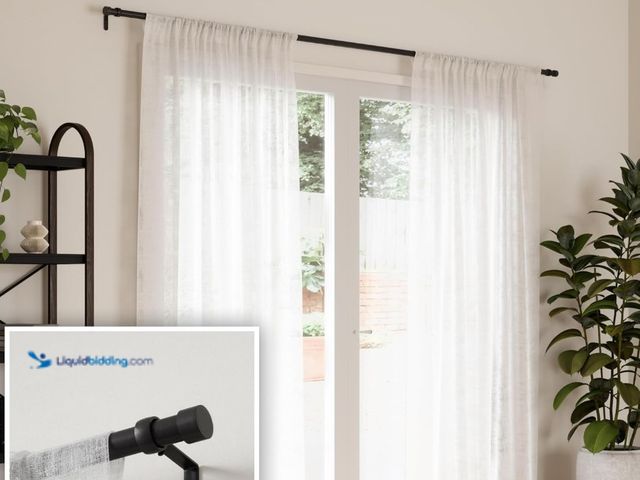 Lot 49-1555681 - Umbra Cappa Curtain Rod, Includes 2 Matching Finials, Brackets & Hardware, 66 to 120-Inches, Black, ...