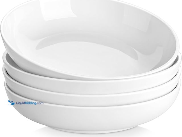 Lot 49-5410990 - MALACASA 10" Large Pasta Bowls, 56 OZ White Salad Bowls Soup Bowls, Porcelain Serving Bowls Set of 4...