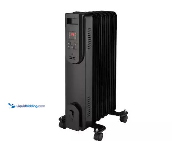 Lot 49-3432487 - Konwin 1500-Watt Black Indoor Electric Oil-Filled Radiator Convection Radiant Space Heater with Remo...