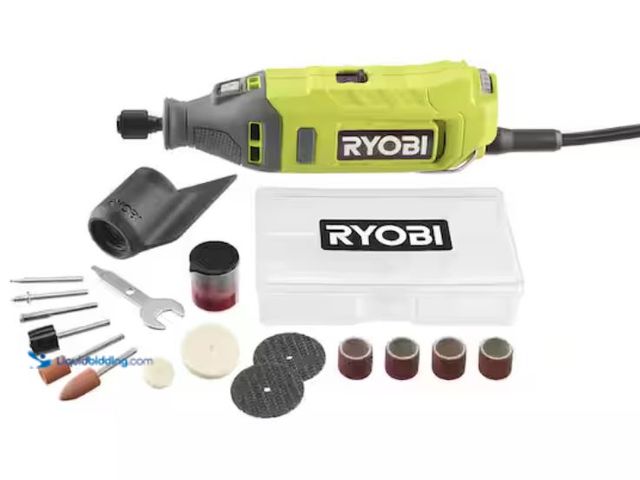 Lot 49-2005790 - RYOBI 1.2 Amp Corded Rotary Tool, Model # RRT100, Unused, Has attachments, Powers on, Factory packed...