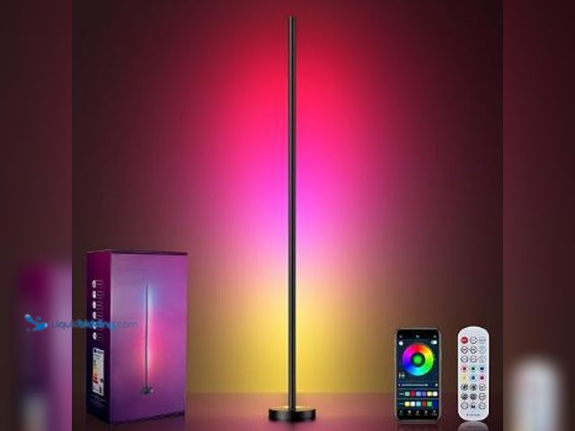 Lot 49-1513930 - Smart RGBICW LED Corner Floor Lamp - 16 Million DIY Colors, 68+ Scenes, Music Sync, App & Remote Con...
