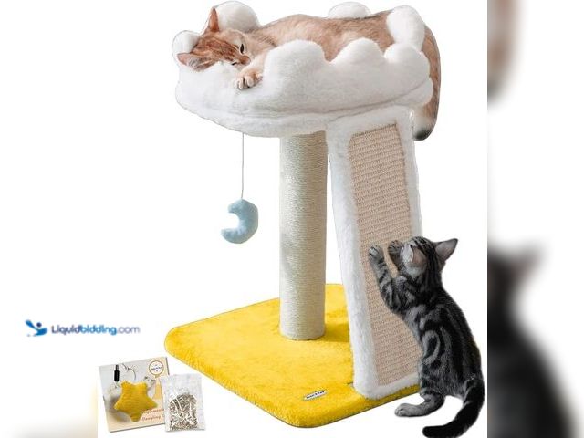 Lot 49-3600277 - Happi N Pets New Cloud Cat Tree Tower, Cat Scratching Post with Bed, Small Cat Tree, Compact Cat Tow...