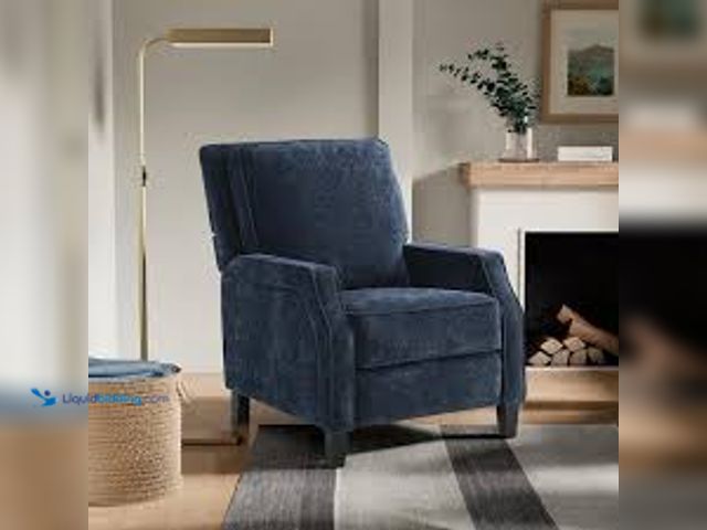 Lot 49-5485284 - Relax A Lounger Salem Navy Blue Woven Push-Back Recliner. New