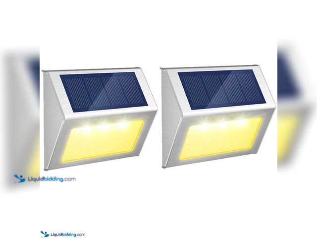 Lot 49-5388203 - Lot of 2 Stainless Steel Solar LED Step/Wall Lights - NEW - Featuring a Stainless Steel Anti-Corrosi...