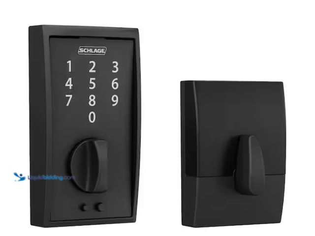 Lot 49-3433254 - Schlage Century Matte Black Electronic Touch Keyless Touchscreen Deadbolt with Thumb turn, Model # B...