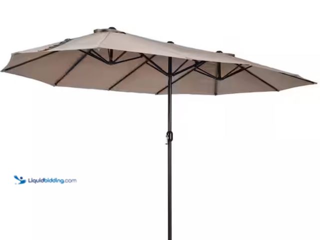 Lot 49-2006719 - Outsunny 15 ft. Steel Rectangular Outdoor Double Sided Market Patio Umbrella with UV Sun Protection ...