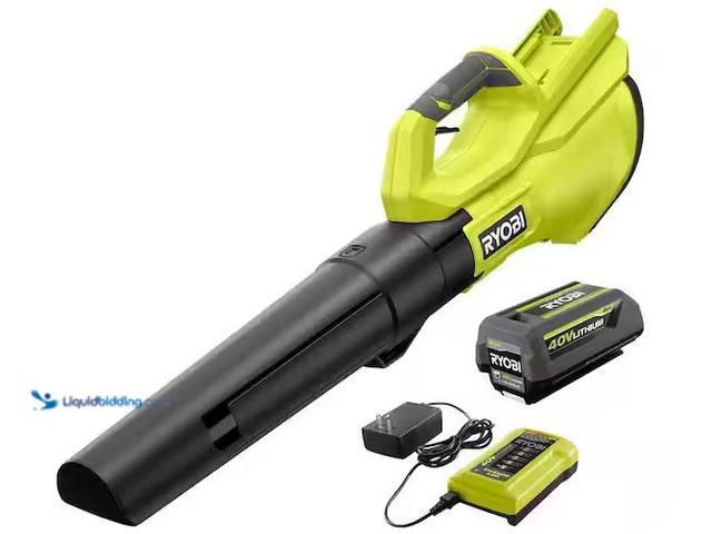 Lot 49-1568641 - RYOBI 40V 120 MPH 550 CFM Cordless Battery Leaf Blower With 4.0 Ah Battery and Charger Model # RY40L...