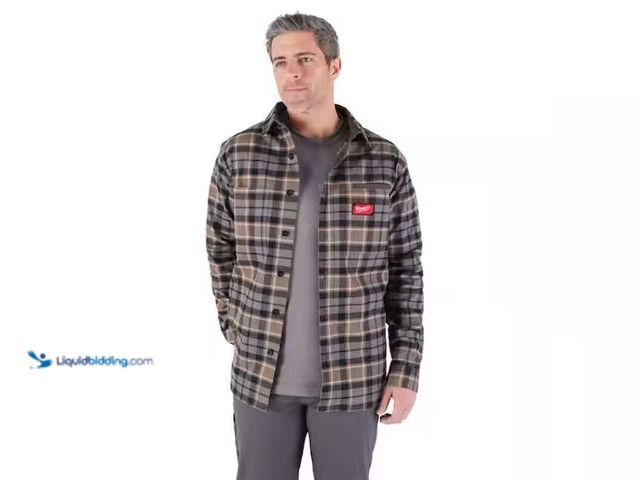 Lot 49-3433394 - Milwaukee Men's Medium Gray GRIDIRON Flannel Shirt, Model # M551G-M, Unused.   Ref#SB0120