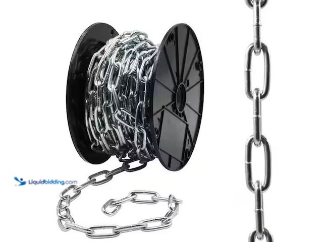 Lot 49-1576739 - Everbilt 2/0 x 40 ft. Zinc Plated Steel Straight Link Chain Model # 806440, Unused  Ref#HD0210