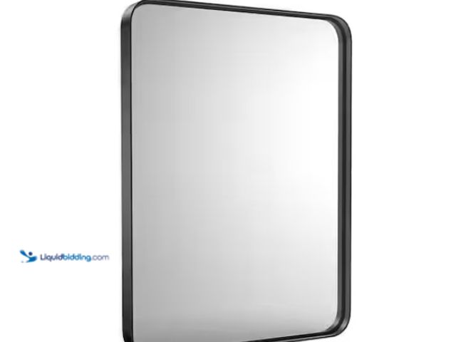 Lot 49-1557311 - FIRNEWST Modern 36 in. W x 24 in. H Rectangle Black Framed Bathroom Vanity Mirror Wall Mirror with R...