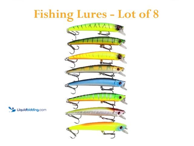 Lot 49-1616304 - Lot of 8 Crankbait Fishing Lures 3.74" 7.5g - NEW - The set includes a variety of colorful and reali...
