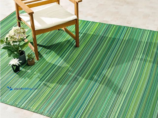 Lot 49-1516414 - Fab Habitat Outdoor Rug - Waterproof, Fade Resistant, Crease-Free - Premium Recycled Plastic - Strip...