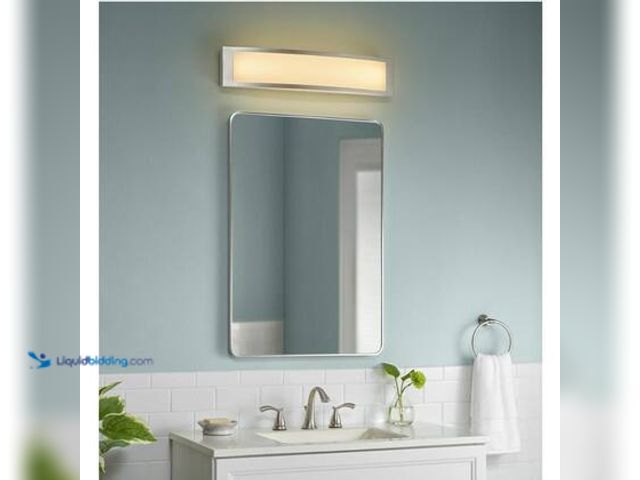 Lot 49-5572403 - Hampton Bay Woodbury 24 in. 1-Light Brushed Nickel LED Vanity Light with Extra Matte Black Trim 2700...