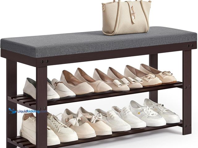 Lot 49-5463409 - SONGMICS Bamboo Shoe Bench, 3-Tier Shoe Rack Organizer for Entryway, Living Room, Bench Seat Holds U...