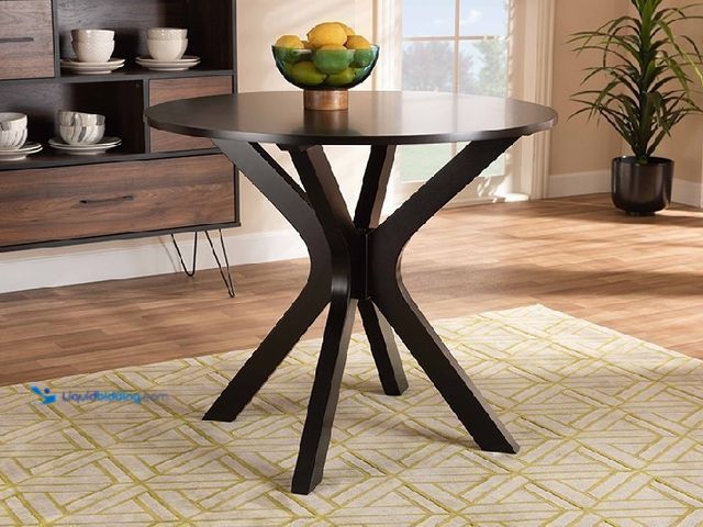 Lot 49-5433770 - Baxton Studio RH7208T-Walnut-35-IN-DT Kenji 35 3/8 Inch Modern and Contemporary Round Wood Dining Ta...