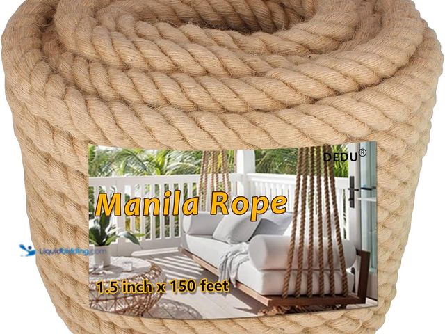 Lot 49-5410831 - Manila Rope 1.5 Inch X 150 Ft, Natural Hemp Rope 4 Strand Twisted, Large Thick Heavy Duty Multipurpo...