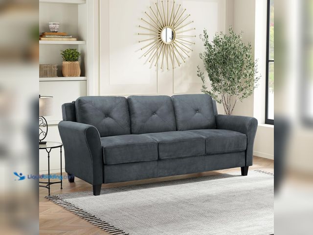 Lot 49-5445898 - Lifestyle Solutions Harrington Sofa in Grey, Dark Grey, Used, has attachments.