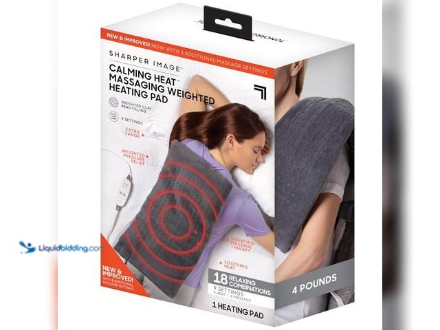 Lot 49-1515679 - Calming Heat Massaging Weighted Heating Pad by Sharper Image- Weighted Electric Heating Pad with Mas...