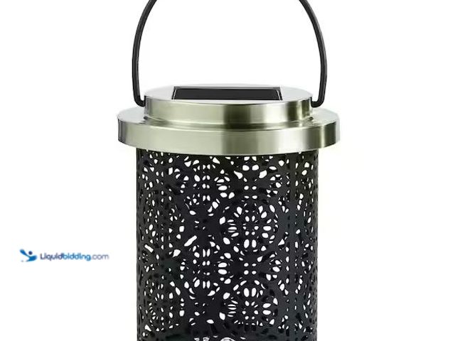 Lot 49-1576563 - Lot of (2) Hampton Bay 15 Lumens LED Medium Metal Outdoor Solar Table Lantern Model # C6000-28-I, Un...