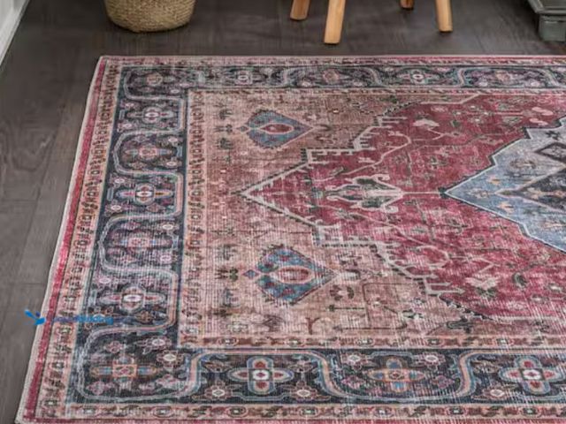 Lot 49-2026026 - JONATHAN Y Alacati Ogee Medallion Machine-Washable Red/Blue/Brown 8 ft. x 10 ft. Area Rug, Model # W...