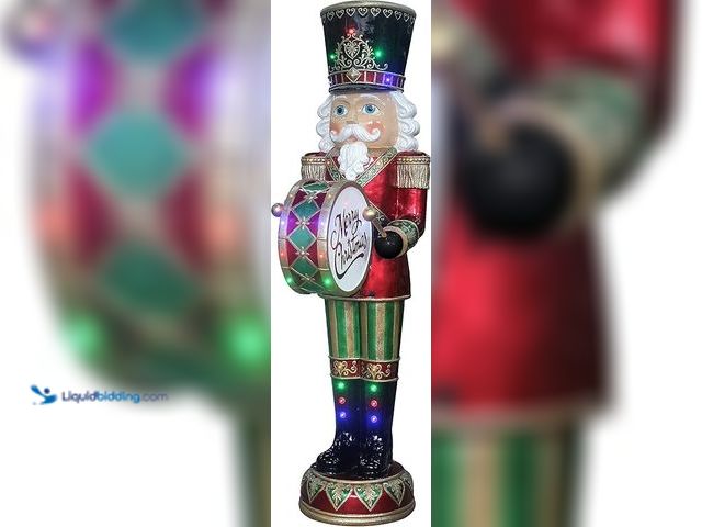 Lot 49-1548126 - Fraser Hill Farm FFRS072-NC5-RD Indoor/Outdoor 6-Ft. Nutcracker Playing Bass Drum with Moving Hands,...