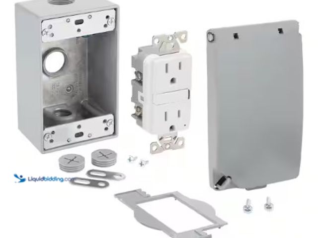 Lot 49-3631229 - Commercial Electric 1-Gang Metal Weatherproof Electrical Box, Outlet Cover and GFCI Kit (24-in-1 Con...