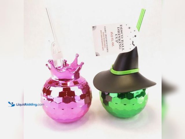 Lot 49-1623935 - Lot of (12) Wicked Elphaba Glinda Straw Disco Ball Cup Witch Halloween 2024 Target Bullseye, Model #...