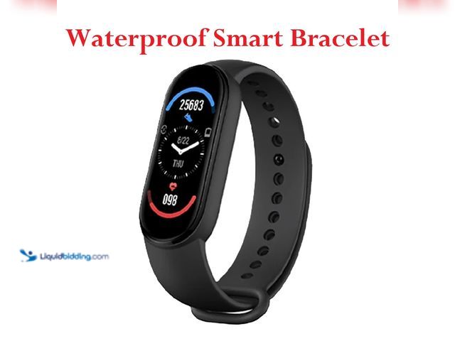 Lot 49-1616505 - Waterproof Smart Bracelet/Fitness Tracker with Digital LCD Screen and Adjustable Silicone Band Black...