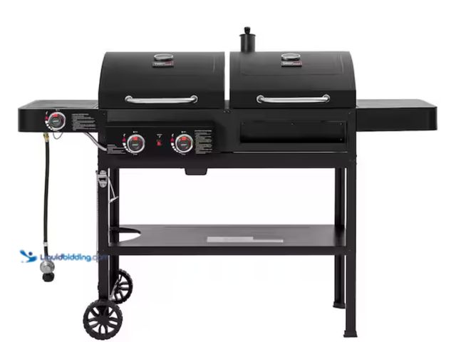Lot 49-2000178 - Royal Gourmet 2-Burner Propane Gas and Charcoal Combo Grill with Side Burner in Black, Dual Fuel Gri...