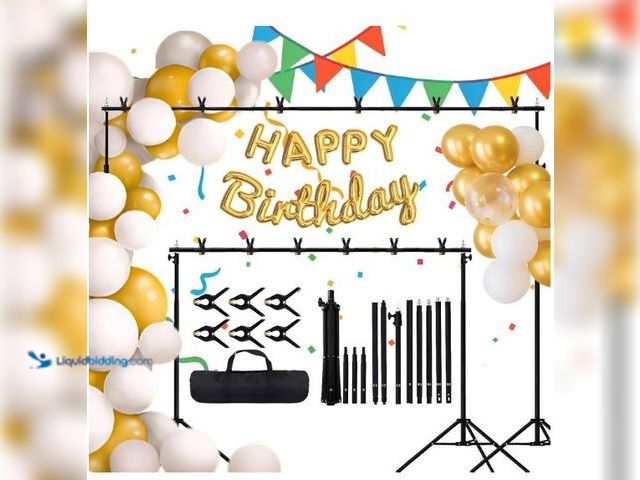 Lot 49-3432178 - Tsolzdadi Backdrop Stand, 7x10ft(2.1x3m) Photo Studio Adjustable Background Stand Support Kit with 5...