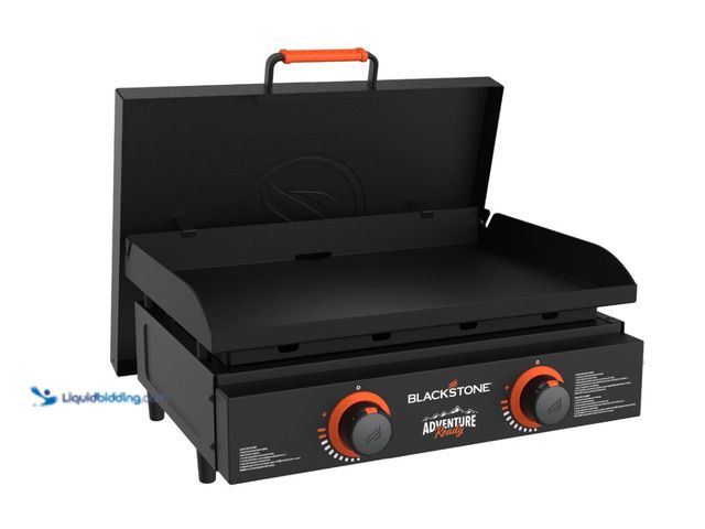 Lot 49-2020764 - Blackstone Adventure Ready Outdoor Griddle, 22 Inch 2-Burner Flat Top Grill with Cover, Black. Model...