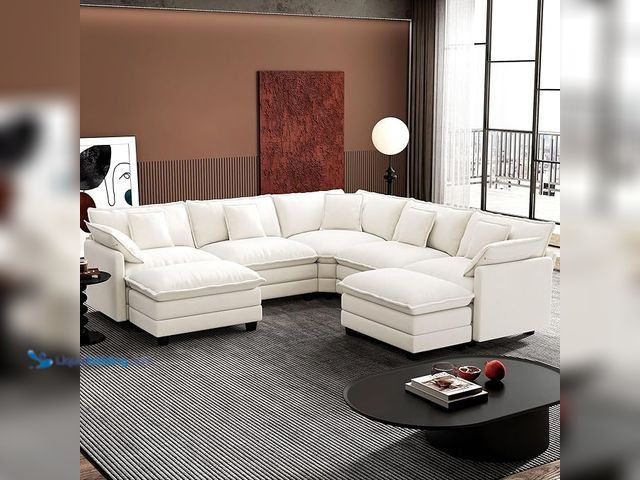Lot 49-1556342 - LOVESEAT PORTION ONLY FOR Ihanherry 114" V-Shaped Modern Sofa Modular Sectional Cloud Couch with 2 O...