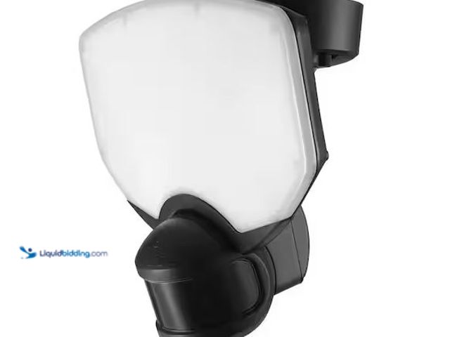 Lot 49-1568774 - Globe Electric 70-Watt 7000 Lumen 240° Black Motion Sensing Integrated LED Super Bright Flood Light ...