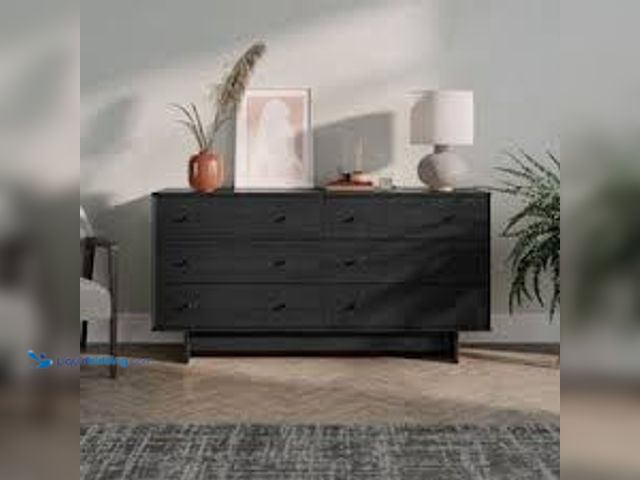 Lot 49-5473898 - Prepac Finnley Black Oak 6 Drawer Dresser 61 in. Wide Chest of Drawers, Dresser for Bedroom, Chest o...