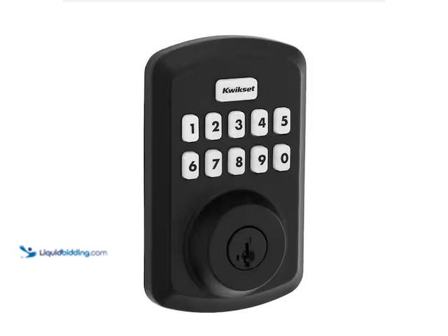 Lot 49-3472140 - Kwikset Powerbolt 250 10-Button Keypad Matte Black Transitional Electronic Deadbolt Door Lock Model ...