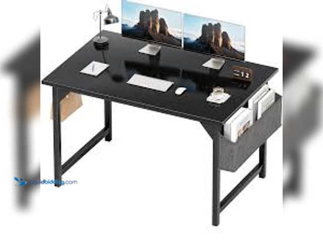 Lot 49-5458993 - Lacoo Computer Desk 47 Inch Small Office Desk Modern Writing Desk with Storage Bag Work Study Table ...